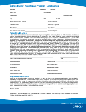 Grifols Patient Assistance Program Application