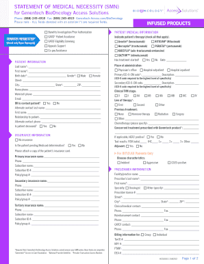 Statement of Medical Necessity for Genentech BioOncology