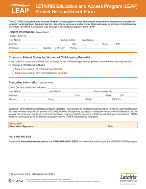 LETAIRIS Education and Access Program Patient Re-enrollment Form
