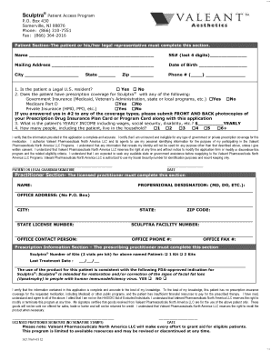 Sculptra Patient Access Program Application