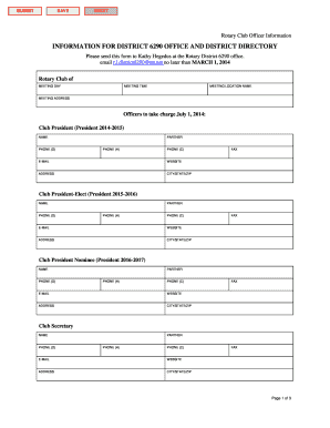 Rotary Club Officer Information Form