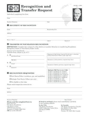 Rotary Foundation Recognition Transfer Request