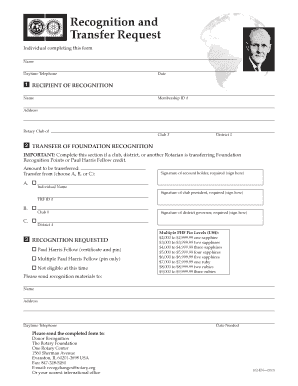 Rotary Foundation Recognition and Transfer Request Form