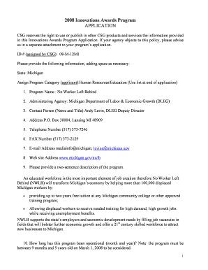 2008 Innovations Awards Program Application