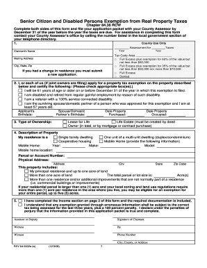 Senior Citizen and Disabled Persons Property Tax Exemption
