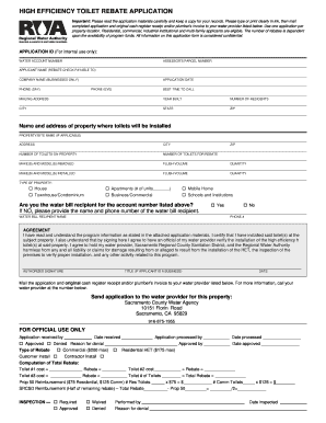 High Efficiency Toilet Rebate Application