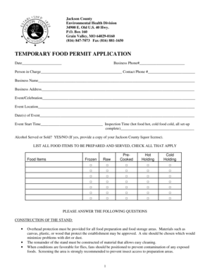 Temporary Food Permit Application