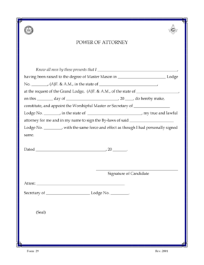 Masonic Power of Attorney