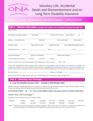 Ontario Nurses’ Association Benefit Program Application