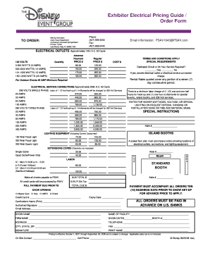 Disney Electrical Order Form