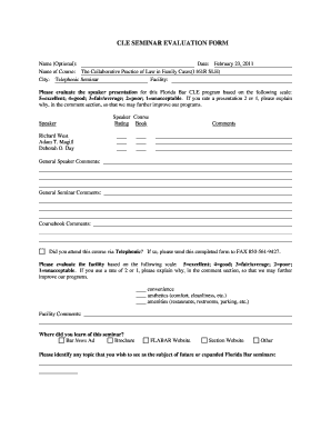 CLE Seminar Evaluation Form