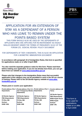 UK Points-Based System Dependant Application Form