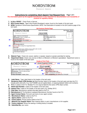 Adult Apparel Test Request Form
