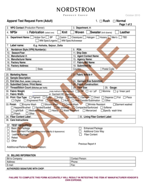 Apparel Test Request Form