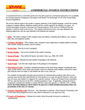 Commercial Invoice Instructions