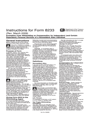 IRS Form 8233 Instructions