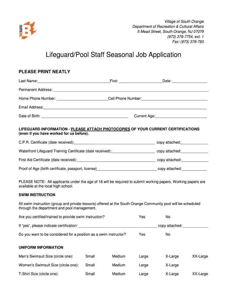 lifeguard application Preview on Page 1.