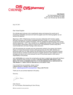 CVS Pharmacy Unsaleable & Return Goods Policy