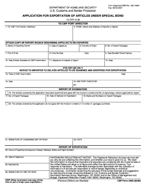 US Customs Exportation Application