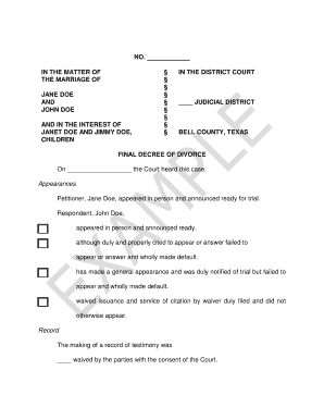 Texas Final Decree of Divorce