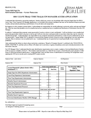 Texas A&M AgriLife SSO Leave Traq Access Application