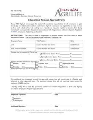 Educational Release Approval Form