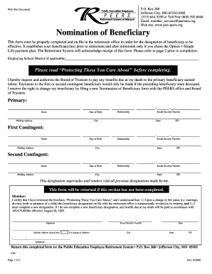 Nomination of Beneficiary Form