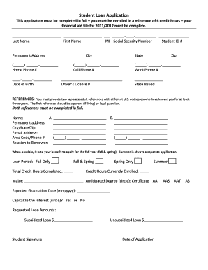 Student Loan Application Form