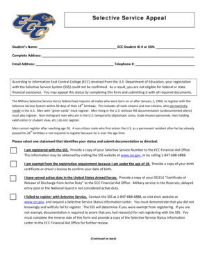 Selective Service Appeal Form