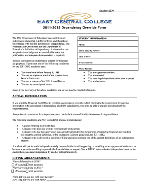 2011-2012 Dependency Override Form