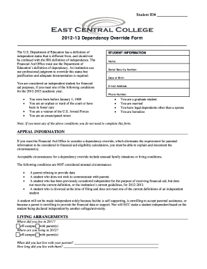 2012-13 Dependency Override Form
