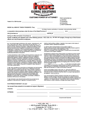 US Customs Power of Attorney