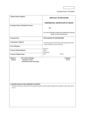 Customs form C No.5290-1 REPUBLIC OF SINGAPORE ... - ?? - customs go