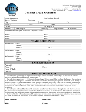 Customer Credit Application