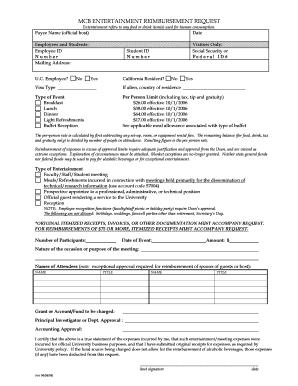 MCB Entertainment Reimbursement Request
