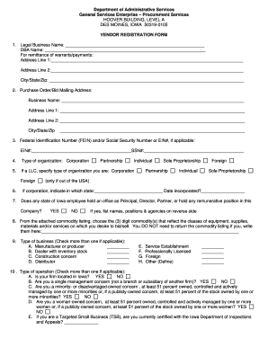 Iowa Vendor Registration Form