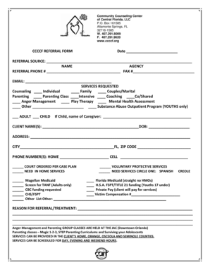 Community Counseling Center Referral Form