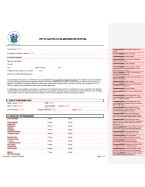 Psychiatric Evaluation Referral Form