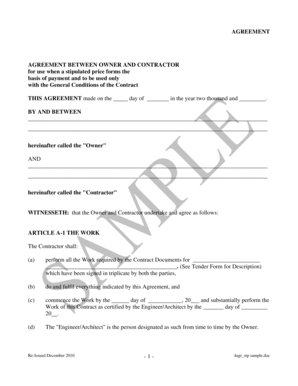 Owner Contractor Agreement