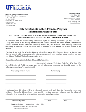 UF Online Student Financial Information Release Form