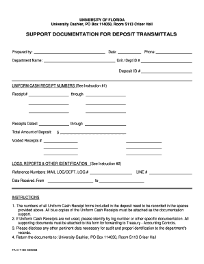 University of Florida Deposit Transmittal Form