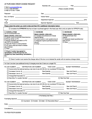 UF Purchase Order Change Request