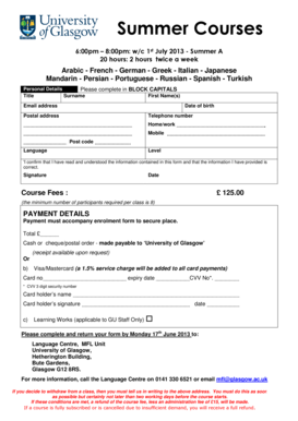 Summer A Courses Enrolment Form 2013 - University of Glasgow - gla ac