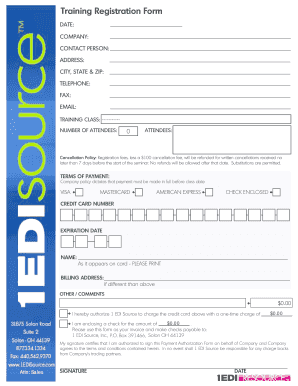 Training Registration Form - 1 EDI Source, Inc.