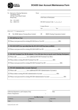 DCASS User Account Maintenance Form - Hong Kong Exchanges ... - hkex com
