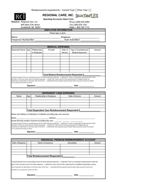 Regional Care Spending Accounts Claim Form