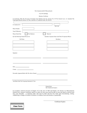 Massachusetts Business Certificate