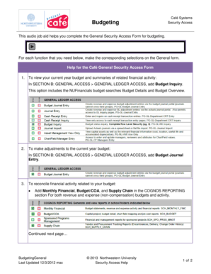 Security Access for the Budgeting Business Role. Help for the Cafe General Security Access Form - cafe northwestern