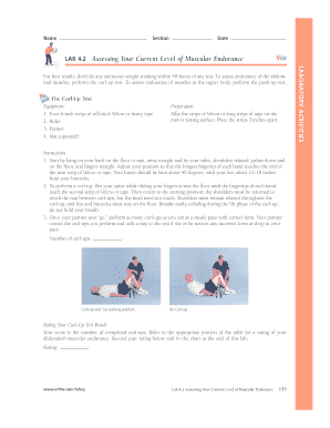 Muscular Endurance Assessment Form