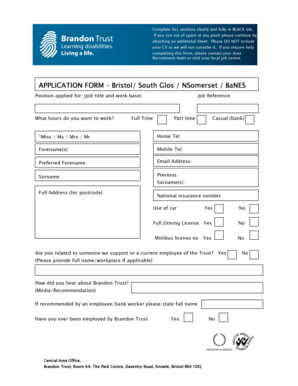 Brandon Trust Job Application Form